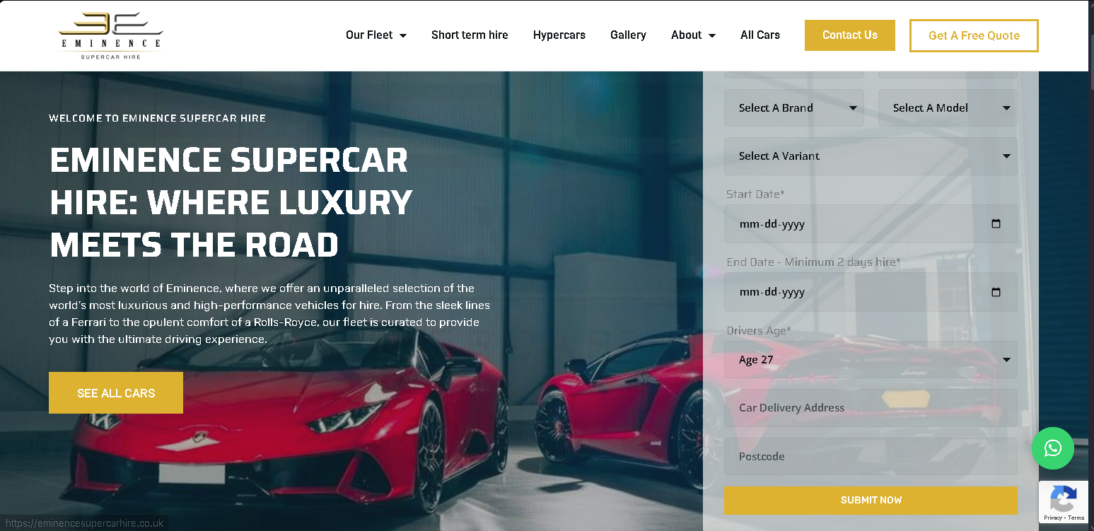 Eminence Supercar Hire